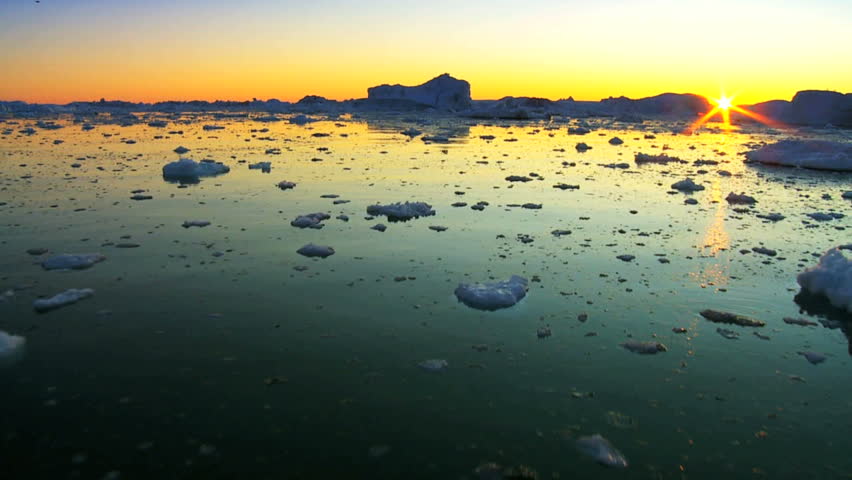 Arctic Sunset over Floating Ice Floes
