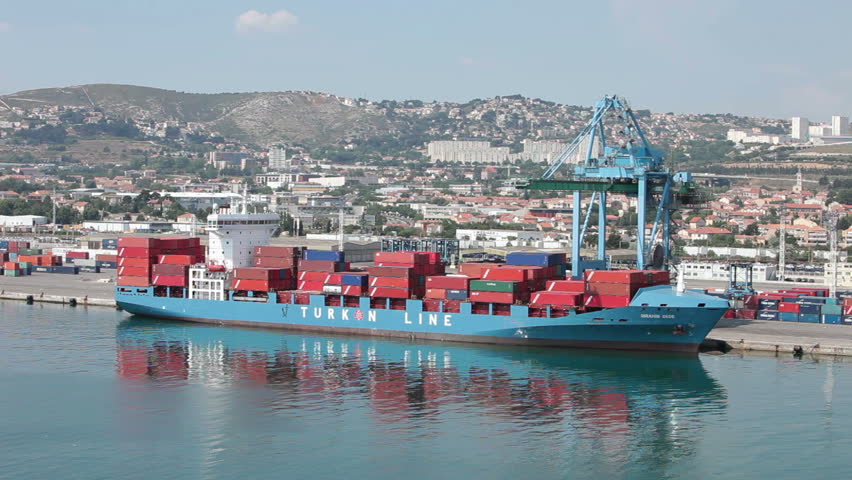 NEW YORK MAY 23: Cargo ship in port with international trade products, May 23, 2011 in Marseille France