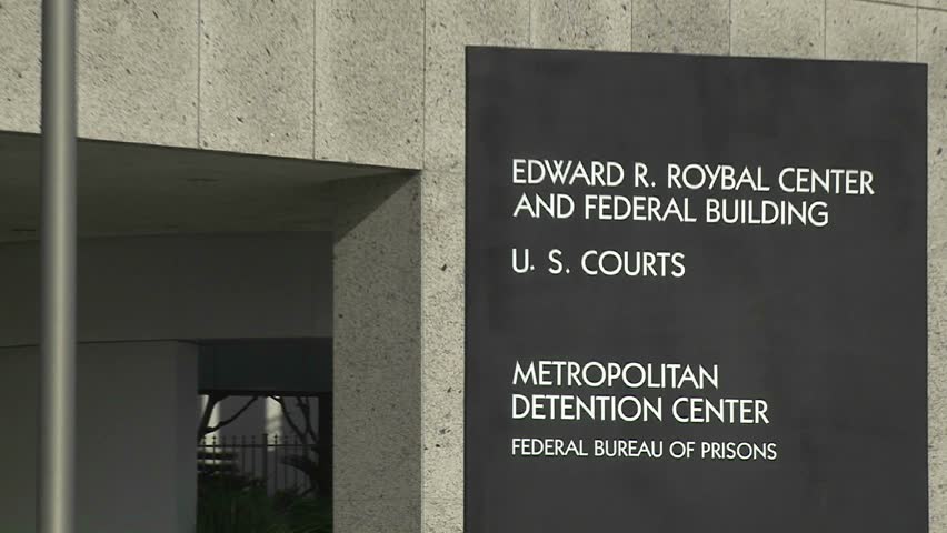 LOS ANGELES - CIRCA 2010: A zoom-back from a Federal Detention Center in Los Angeles.