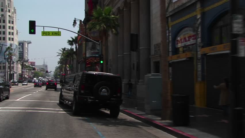 LOS ANGELES, CA - CIRCA 2009: A limo drives through Hollywood in Los Angeles circa 2009
