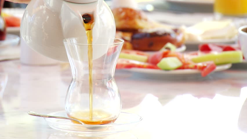 Turkish style tea in breakfast