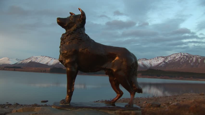 Bronze sheepdog statue
