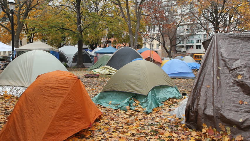 Tents at Occupy Toronto on Nov 10th, 2011, Toronto, Ontario, Canada. Two shots. The site was closed down on Nov 23rd by police following a superior court judge ruling.