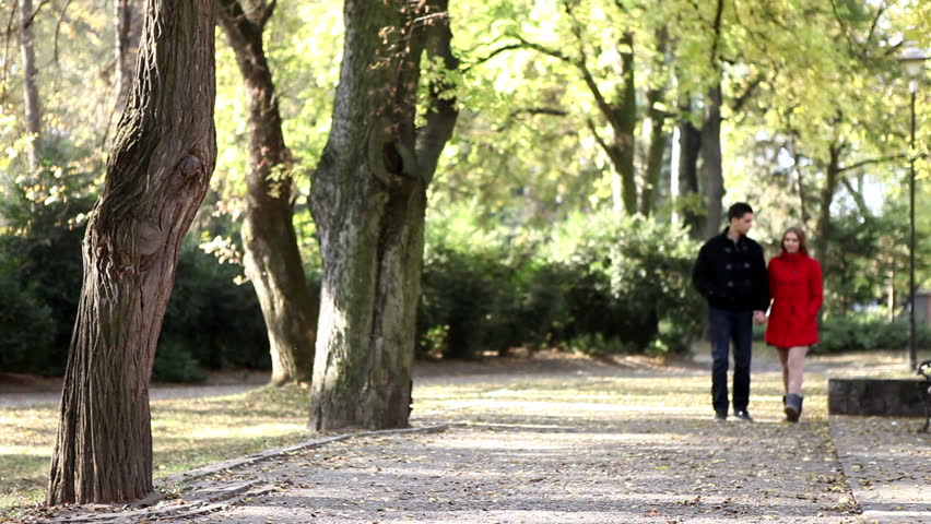 Beautiful couple walking  outdoor and holding hands  - 1920x1080 video