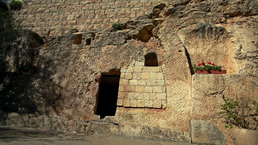 The exterior of the Garden Tomb in Jerusalem, Israel, one of the speculated tombs where Jesus was buried.