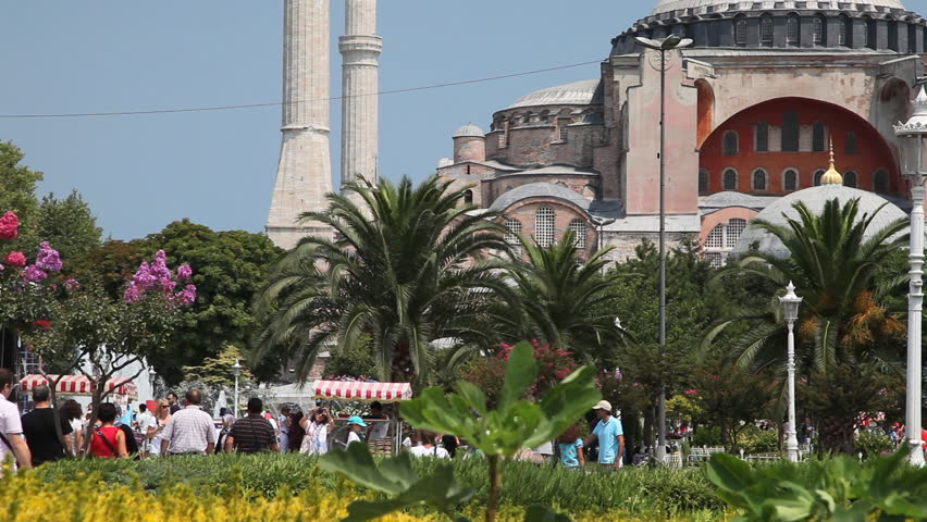 ISTANBUL, TURKEY - JULY 31: Activity at Aya Sofia museum on July 31 2011 in Istanbul. Hagia Sophia (Aya Sofiya) has been consecrated in 537, and for 916 years has been the cathedral of Constantinople