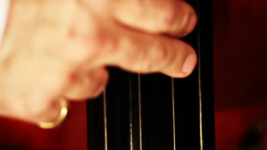 Musician and Double Bass closeup tilt