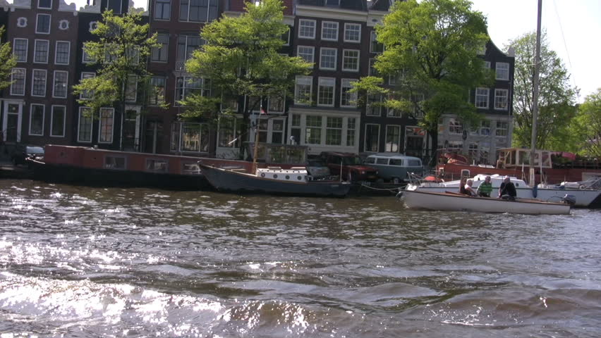 Houseboats along canals, Amsterdam, Netherlands