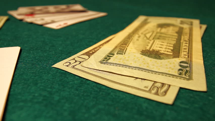 Poker table, professional dolly shot.Royal Flush.