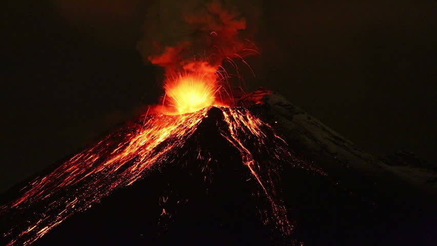 Tungurahua volcano eruption by night, time lapse 