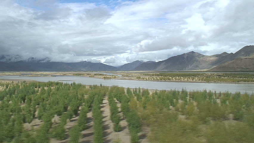 Tibetan River Valley from Raised Auto, Tibet