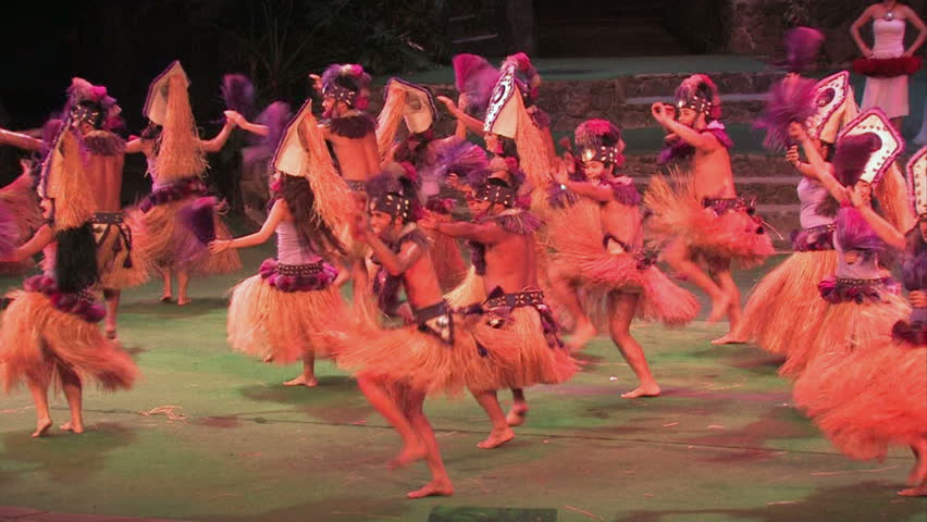 LAIE, OAHU, HAWAII CIRCA FEB 2008: College students perform dance at Polynesian Cultural Center where students act and dance to pay expensive college tuition and expenses in Laie, Oahu, Hawaii