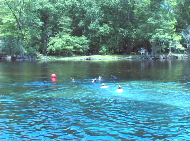 Snorkelers and swimmers enjoy the Santa Fe River near Ginnie Springs in north Florida.