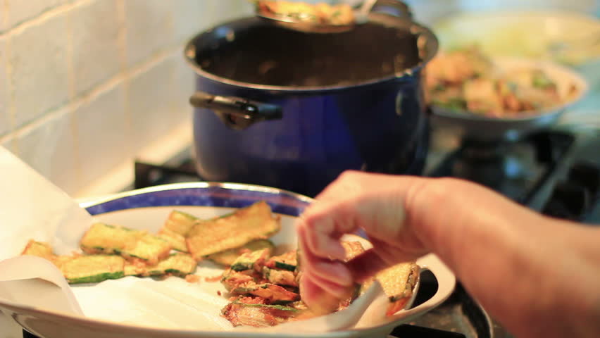 Expert cook fry bread and vegetables - Fried
