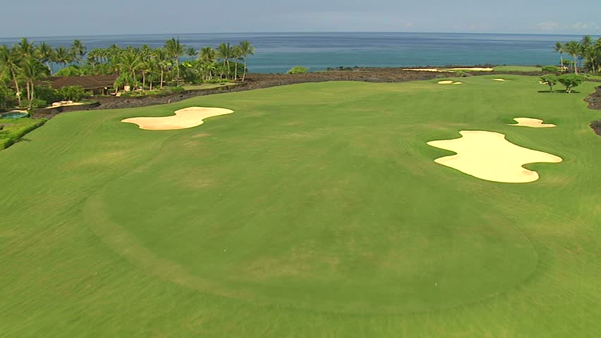 Aerial of golf course at Hualalai, Hawaii