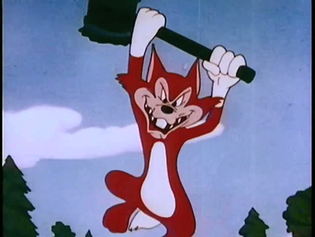 Angry fox running with weapon