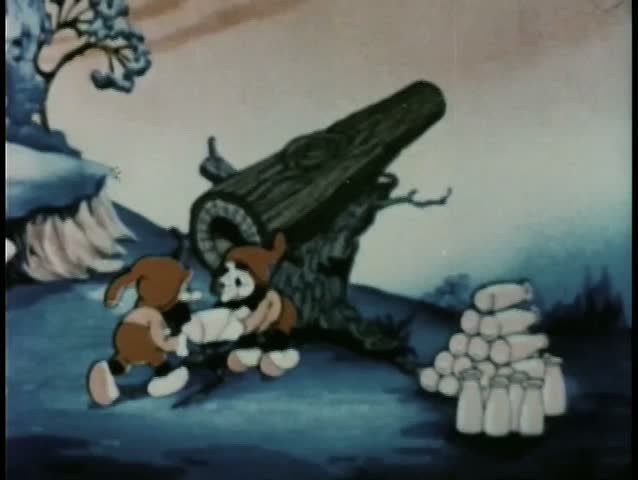 Gnomes shooting milk bottles out of cannon