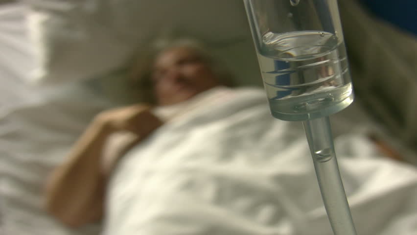 Sick diabetic women in hospital room