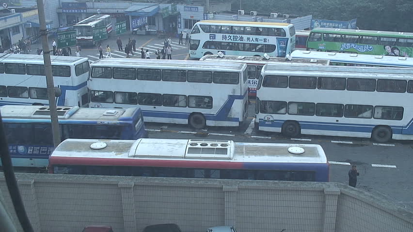 CHENGDU, CHINA - SEPTEMBER 10, 2006: Bus station ambiance