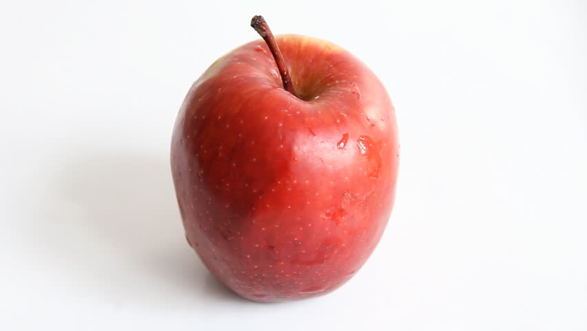 red apple cut with a knife