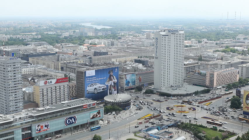 WARSAW, POLAND - MAY 5: Rush Hour, Aerial Cityscape, Swietokrzyska Street on May 5, 2011 in Warsaw, Poland.