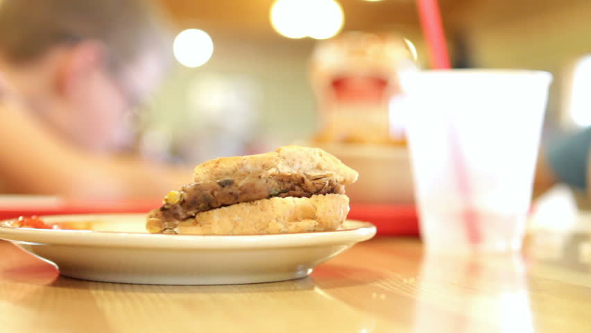 Table at restaurant with Veggie Burger