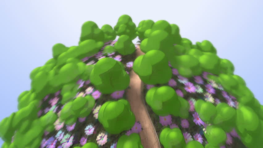 Abstract Green Planet with growing trees and flowers