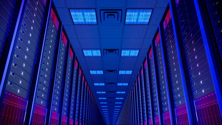 Seamlessly looping animation of rack servers in data center