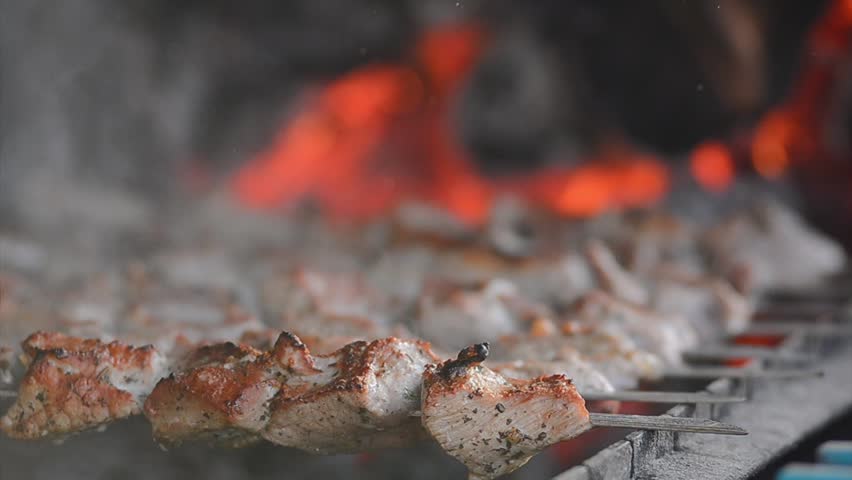 Kebab cooking on grill