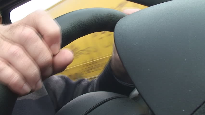 Driving a car viewed from inside