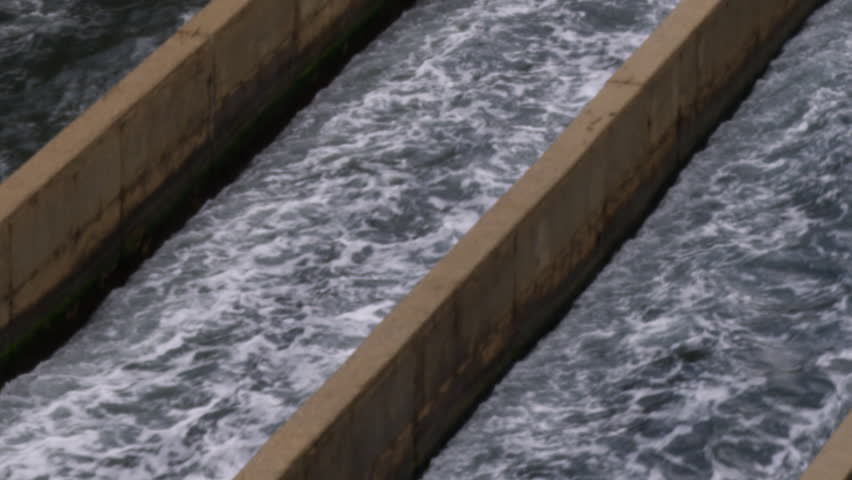 Desalination canals at the Mediterranean shot in Israel.