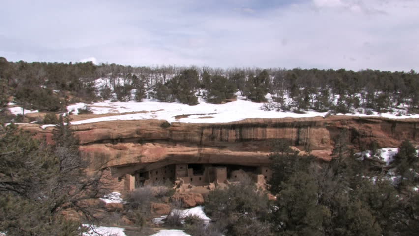 Mesa Verde National park in southern Colorado. Spruce Tree ruins. Park ranger and tourists exploring.  Ancient Pueblo cliff dwellings.  Historic Native American homeland and heritage.