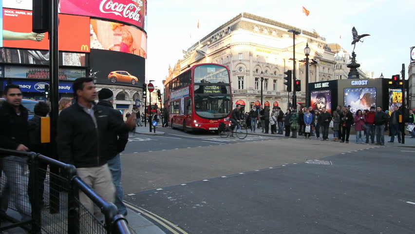 LONDON, UK - DECEMBER 27: Busses and other traffic on Piccadilly Circus on December 27, 2011 in London, UK. Piccadilly Circus is one of the main entertainment areas of London.