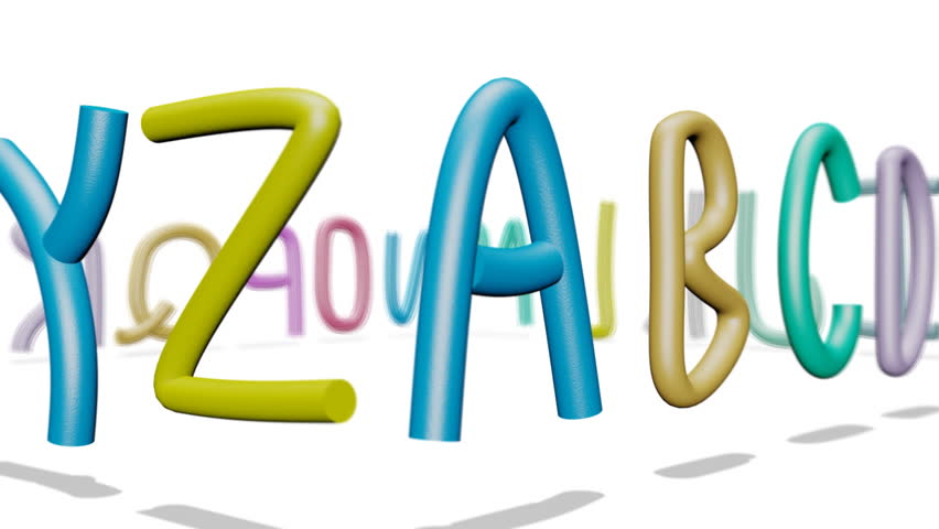 Kids Alphabet Animation (HD). Kids alphabet running loop circles animated with depth of field effect of the background letters. Each letter seesaws up and down smoothly as time passes.