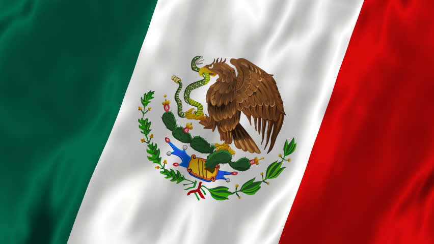 Mexican Flag Silk (Loop HD). Mexican flag with original shield made in great detail, waving in the wind with a seamless loop. 