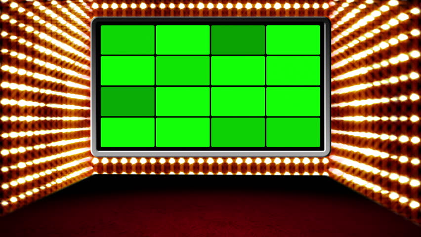 Green screen box design Glamour Virtual Studio.

You can use your custom footage in the screen by replacing the green areas by using chroma key.Also you can loop it by using dissolve.
