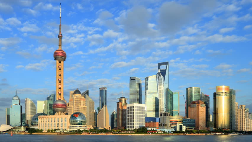HD: Shanghai skyline at dusk, time lapse of 3 clips
