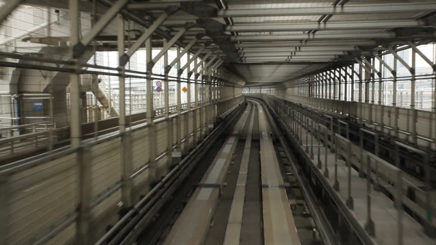 Yurikamome train crossing the rainbow bridge, Tokyo, Japan