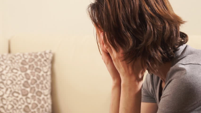 Woman having depression and headache.
