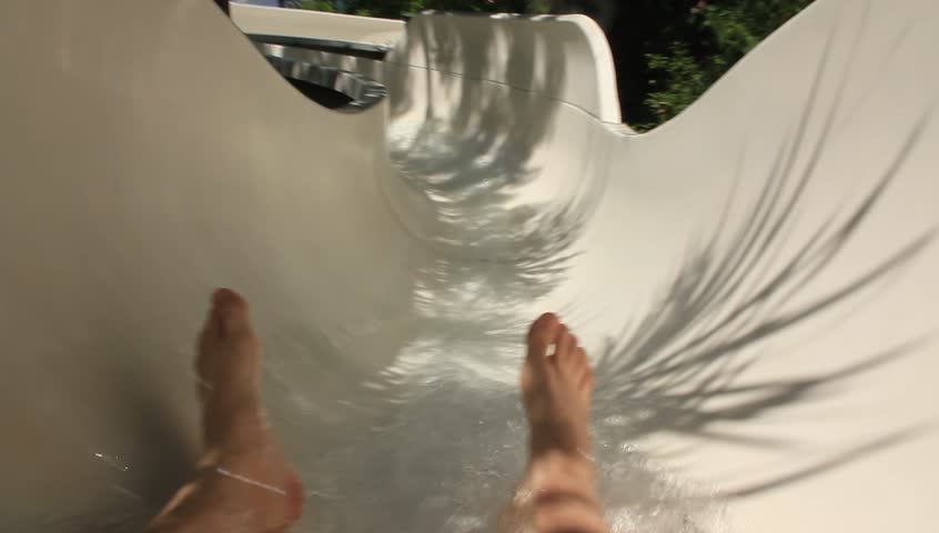 Going down a slide in a waterpark