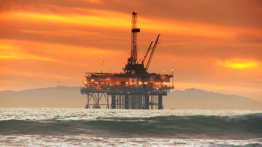 Cranes on an offshore oil drilling mining platform