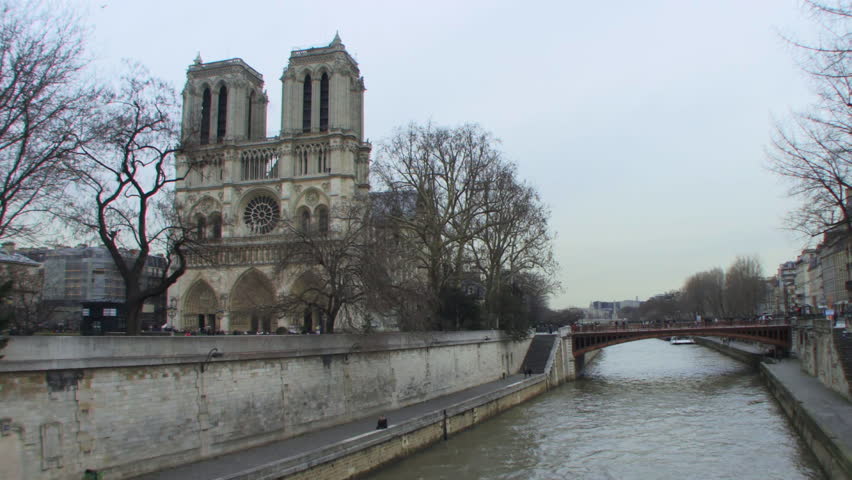 Wide shot Time lapse of Notre Dame, Paris, France