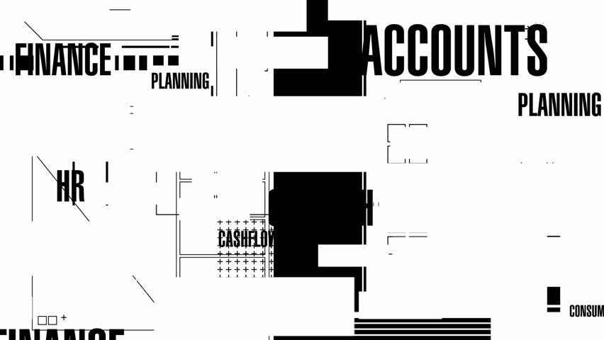 Random, blinking, animated background of graphical elements and words based around business. Ideal for use as an alpha or luma matte to add interest to other backgrounds.