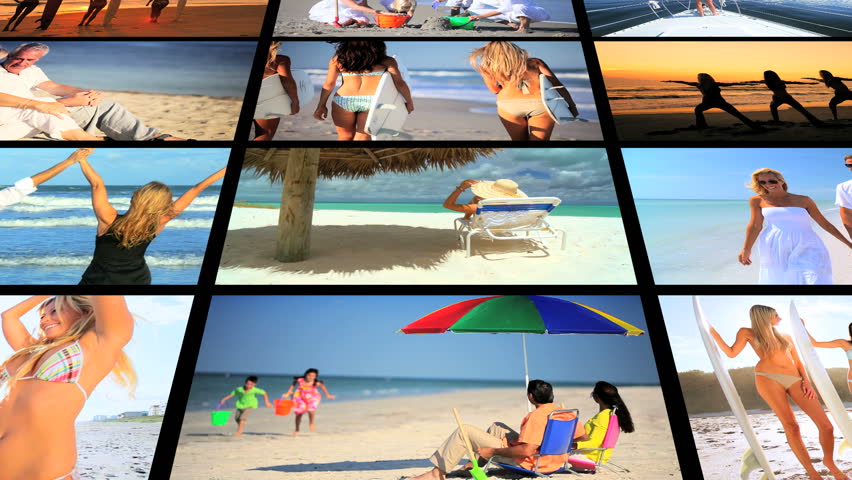 Montage lifestyle images people enjoying variety of recreation