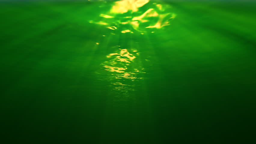 An underwater scene with sunrays penetrating the murkey water. (Looping, Hight Definition 1080p)