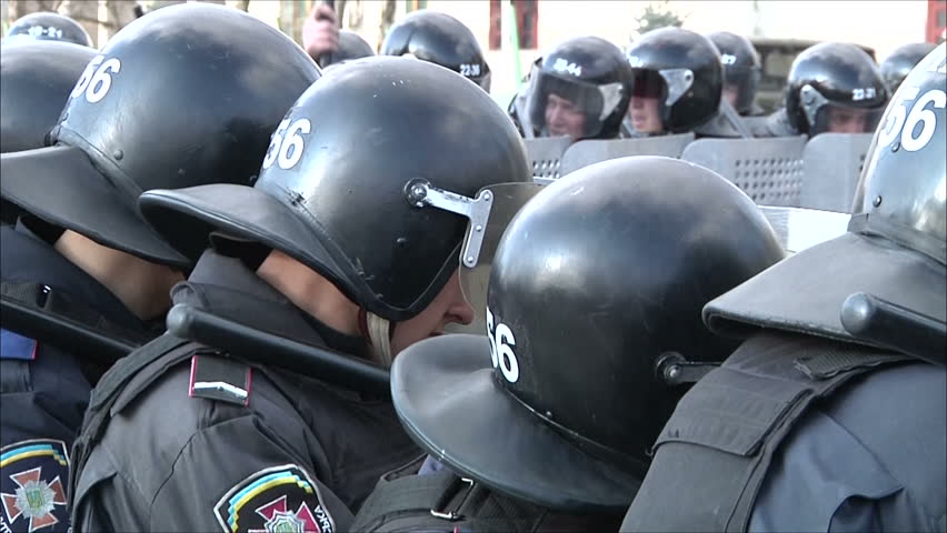 Kiev, Ukraine - March 31 : training of militia (police) to disperse mass disorders 14