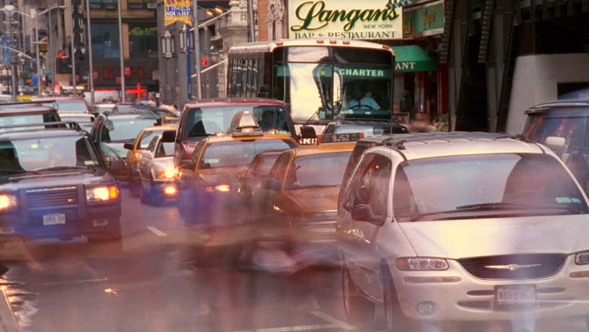 New York City, NY - CIRCA 2003 - Condensed Times Square traffic, 42nd St.