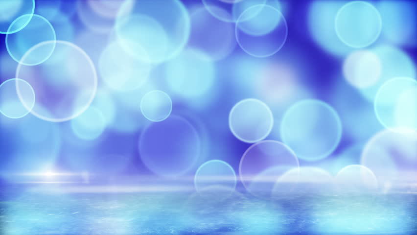 blue circle bokeh lights and reflection on ice. computer generated loopable abstract motion background, slight film grain. HD 1080 pogressive.