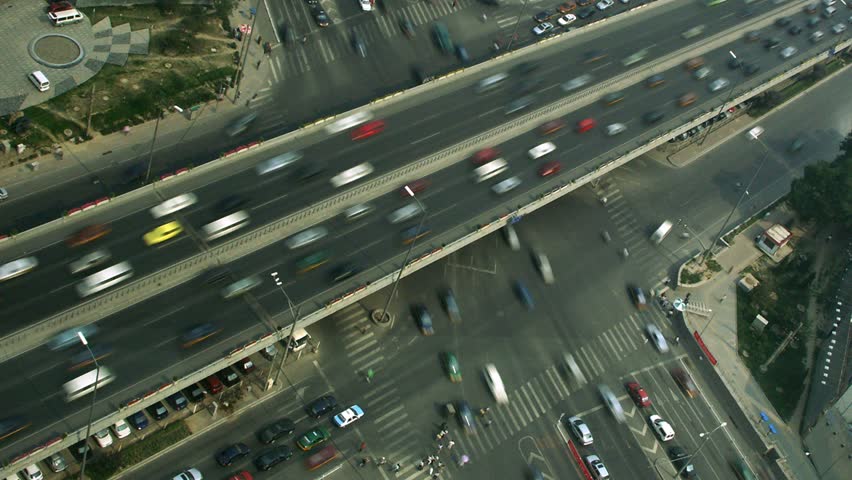 Timelapse twist movement of intersection at Hu Jilao in Beijing, China.