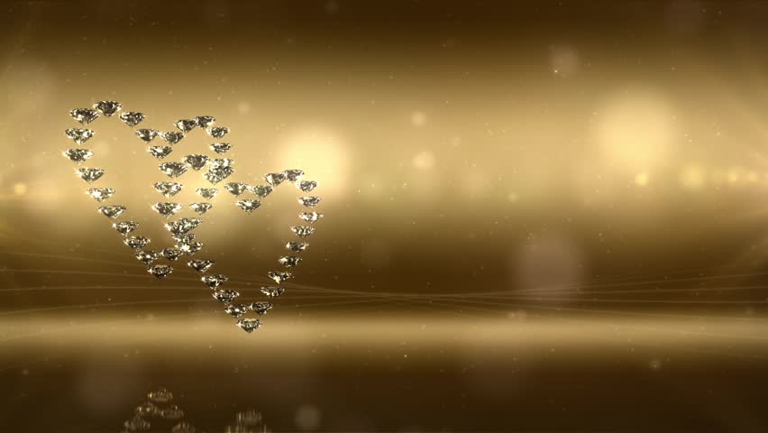 Two glamorous diamond hearts with magic sparks. 